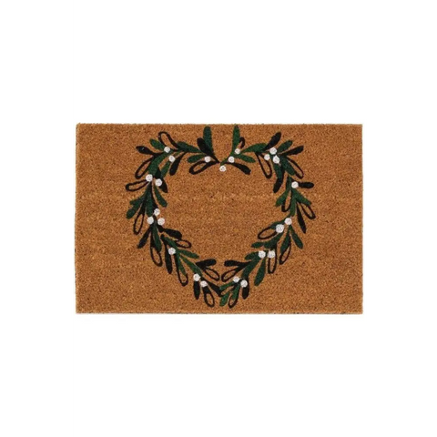 Festive Fun Coir Door Mat – 40x60 cm - Mistletoe Heart - Doormat