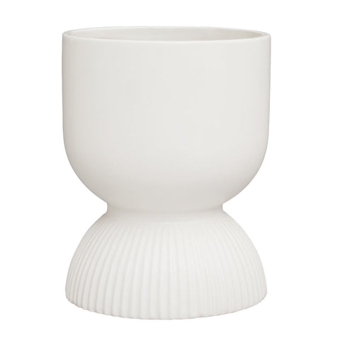 Fia white planter white ceramic planter with smooth rounded top and fluted ribbed base perfect for indoor use