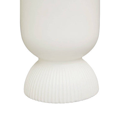 White matte-finished fia white planter with fluted ribbed base and smooth rounded body perfect white planter option
