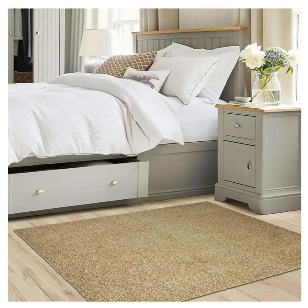 Fiji Latte Beige Washable Solid Shaggy Rug - Rugs