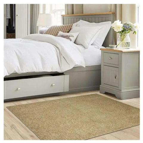 Fiji Latte Beige Washable Solid Shaggy Rug - Rugs