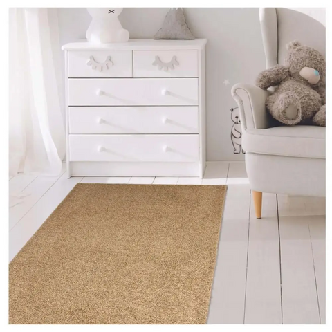 Fiji Latte Beige Washable Solid Shaggy Rug - Rugs