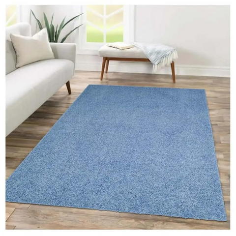 Fiji Sky Blue Washable Solid Shaggy Rug - Rugs