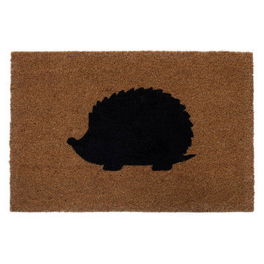 Black hedgehog silhouette on brown coir filta hedgehog doormat perfect for choose orsina fans