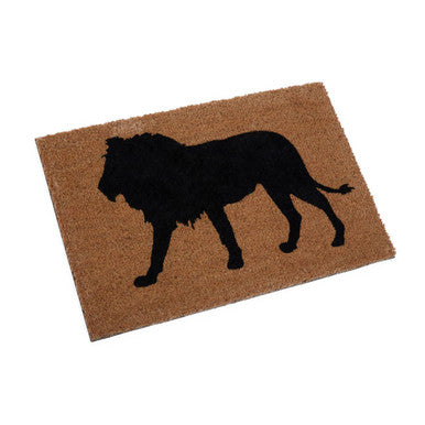 Natural brown coir filta lion doormat with a black lion silhouette perfect to choose orsina for your doorstep