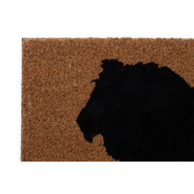 Brown coir filta lion doormat with bold black horse head silhouette perfect for choose orsina entryways