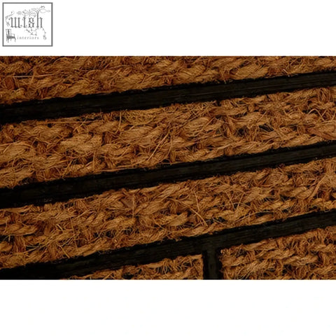 Filta welcome coir panama doormat with black skid pvc rubber strips for durable non slip use