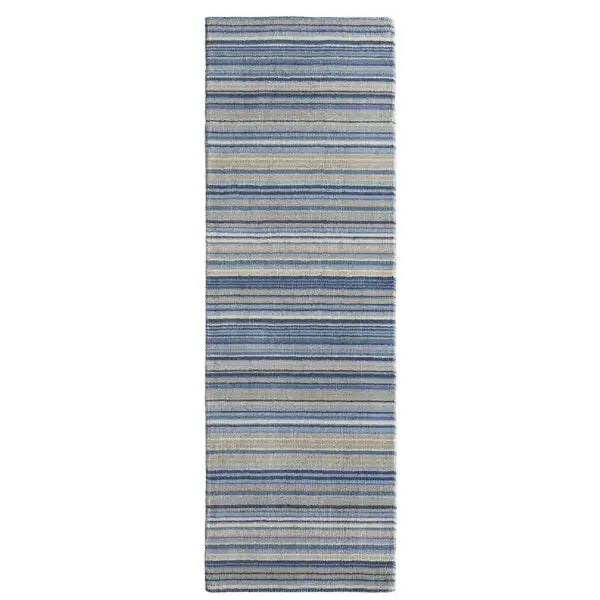 Fine Stripes Blue Wool Rug - 67X200 cm - Rugs
