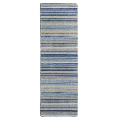 Fine Stripes Blue Wool Rug - 67X200 cm - Rugs