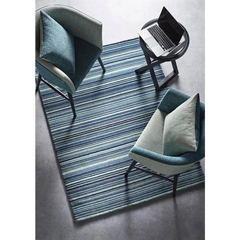 Fine Stripes Blue Wool Rug - Rugs