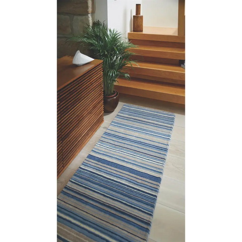 Fine Stripes Blue Wool Rug - Rugs