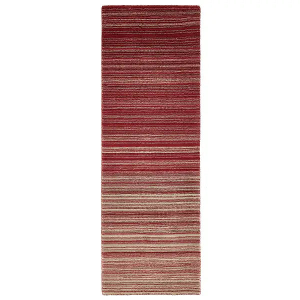Fine Stripes Red Wool Rug - 67X200 cm - Rugs