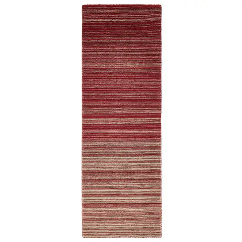 Fine Stripes Red Wool Rug - 67X200 cm - Rugs