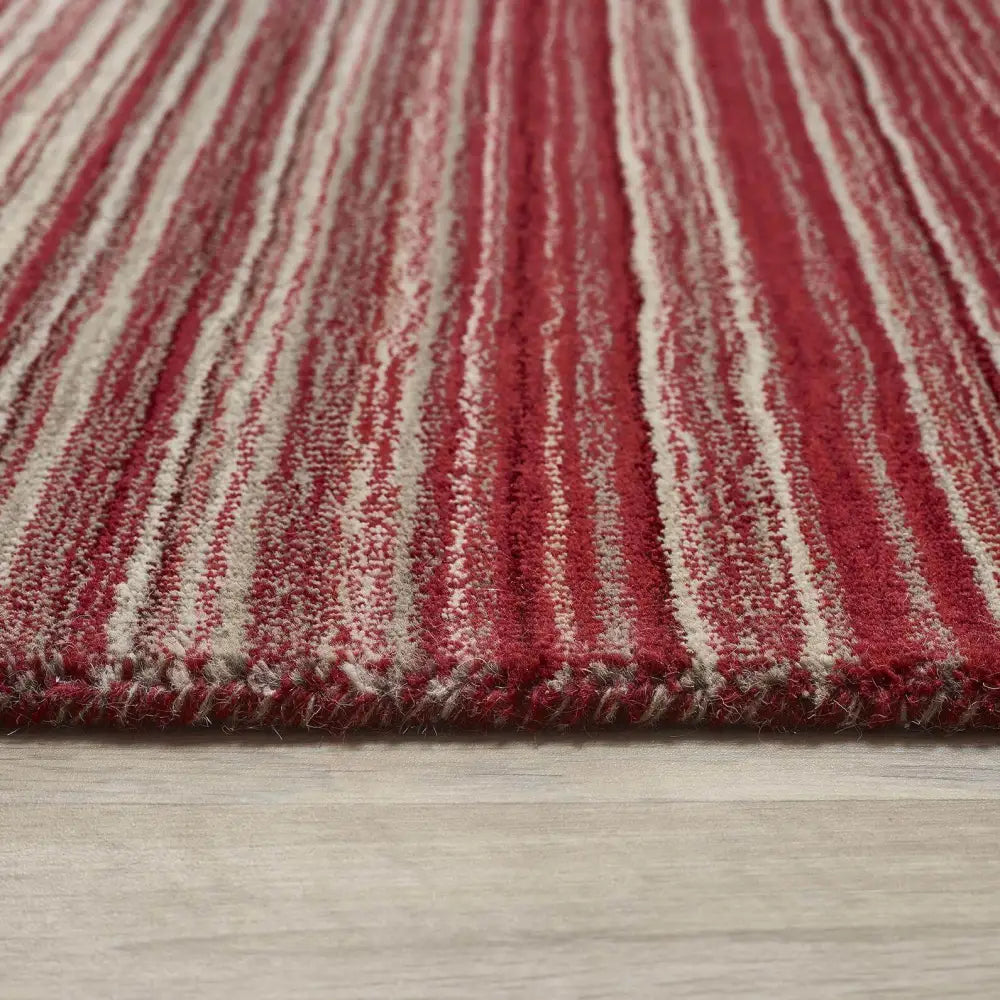 Fine Stripes Red Wool Rug - Rugs