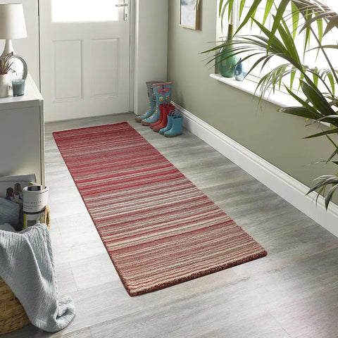 Fine Stripes Red Wool Rug - Rugs