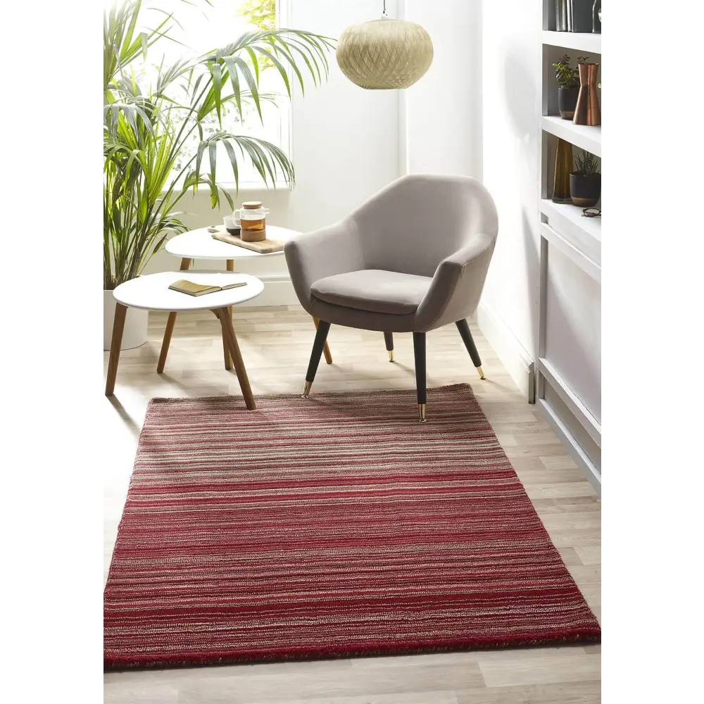 Fine Stripes Red Wool Rug - Rugs