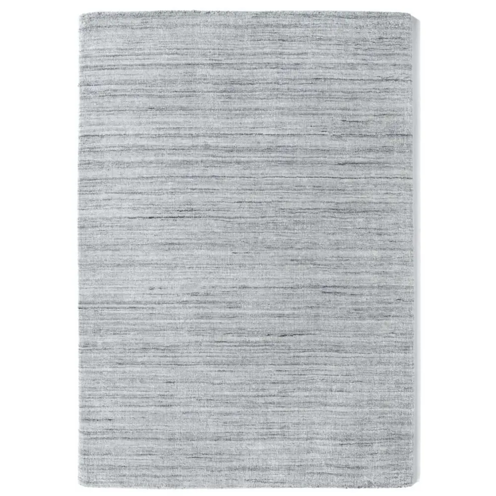 Fine Stripes Silver Grey Wool Rug - Rugs