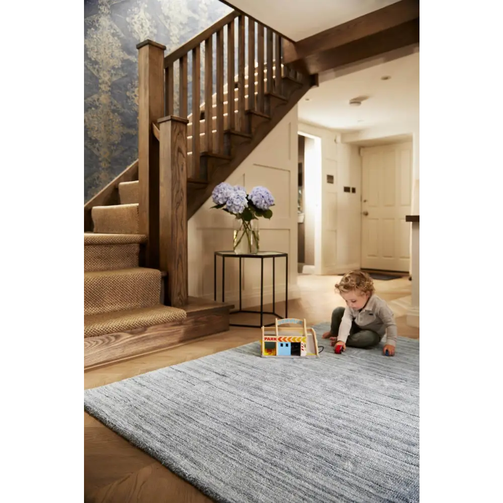 Fine Stripes Silver Grey Wool Rug - Rugs