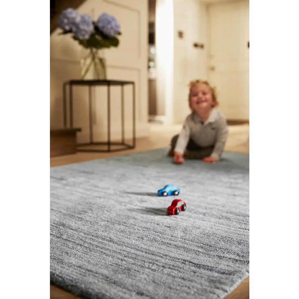 Fine Stripes Silver Grey Wool Rug - Rugs