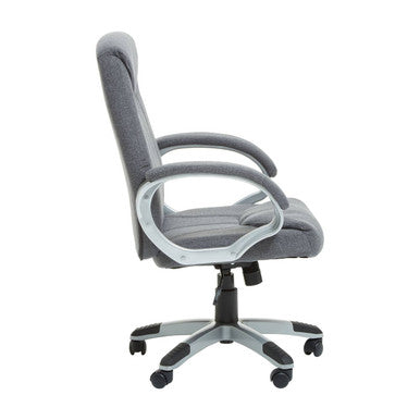 Finlay grey home office chair gray upholstered with silver metal frame and five-star base for home office use