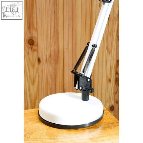 Finley white adjustable desk lamp with sleek black and white design perfect for modern adjustable desk setups