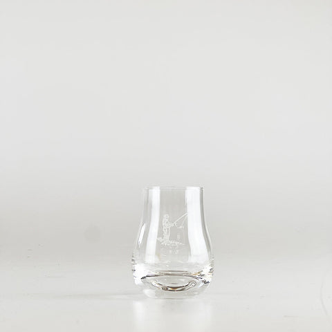 Clear glass measure tasting glass with subtle etched fisherman design perfect measure tasting for whisky