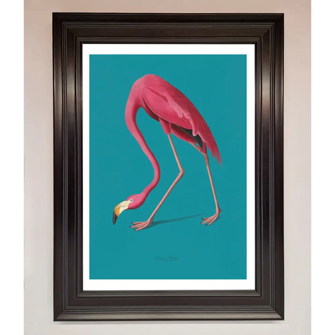 Flamingo Walks Blue Framed Print - A1 (59.4 x 84.1 cm) / Matt Black - Framed Print
