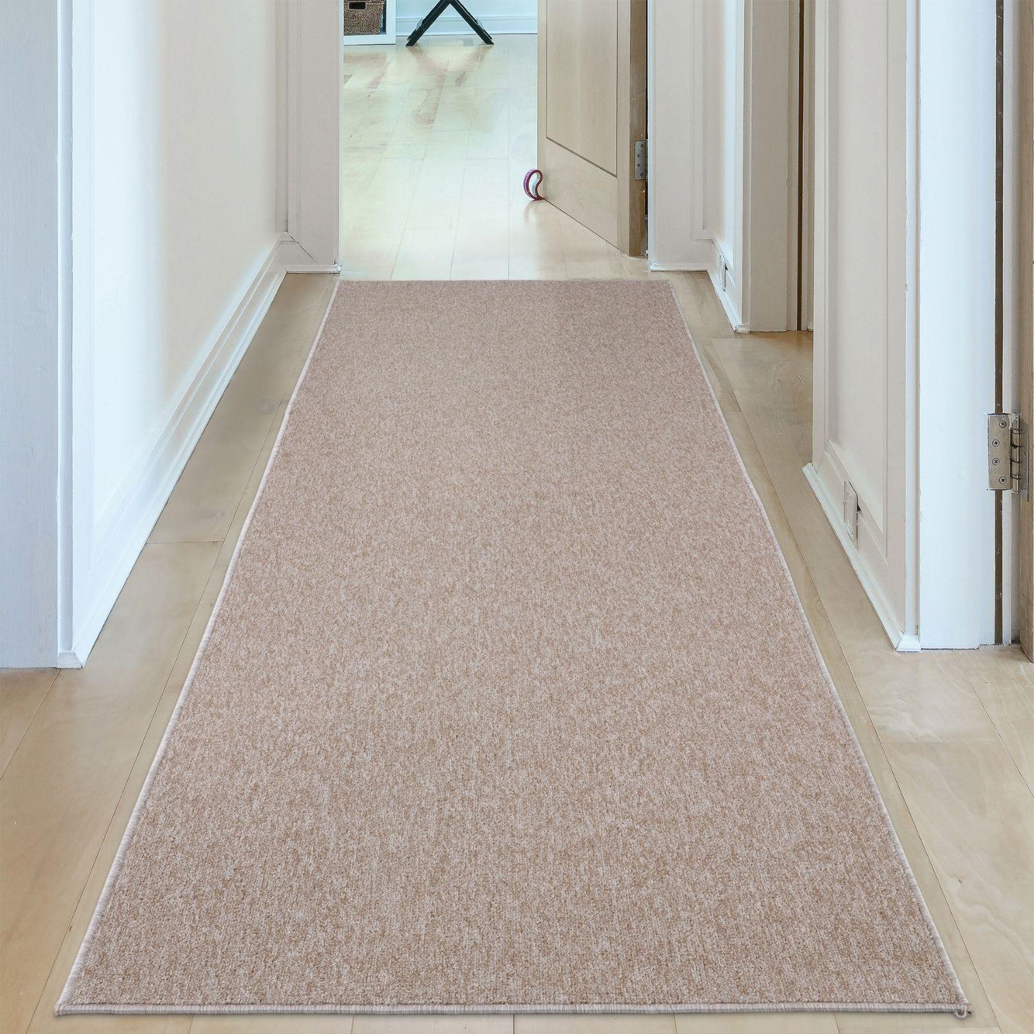 Beige low pile textured runner rug from flex beige low collection with durable low pile for easy maintenance