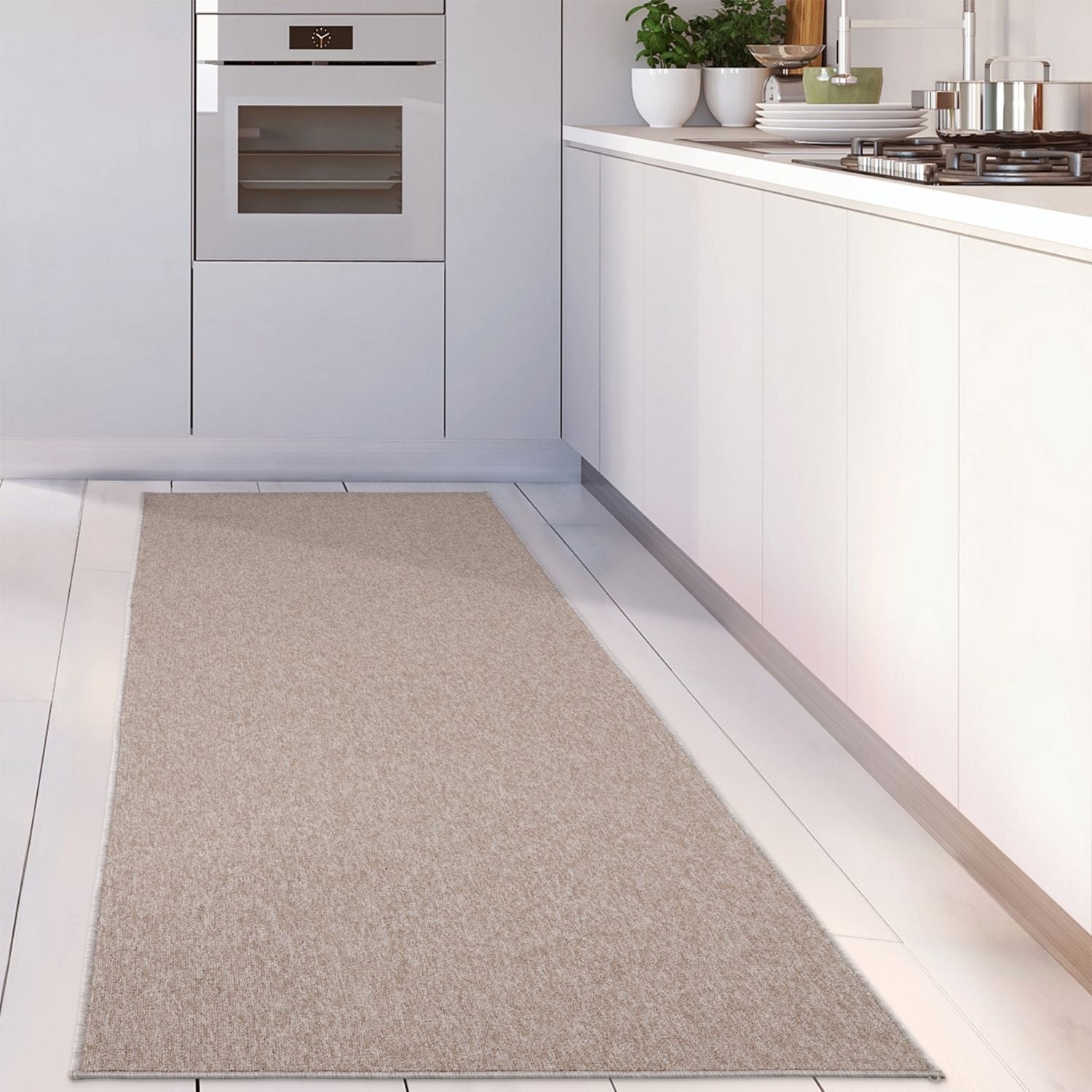 Beige low pile textured runner rug from the flex beige low collection perfect for modern living spaces