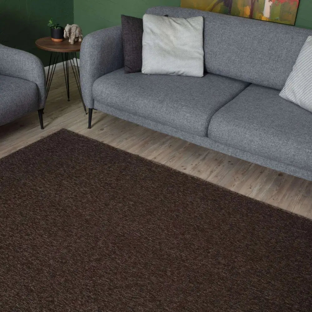 Flex Brown Low Pile Solid Rug - Rugs
