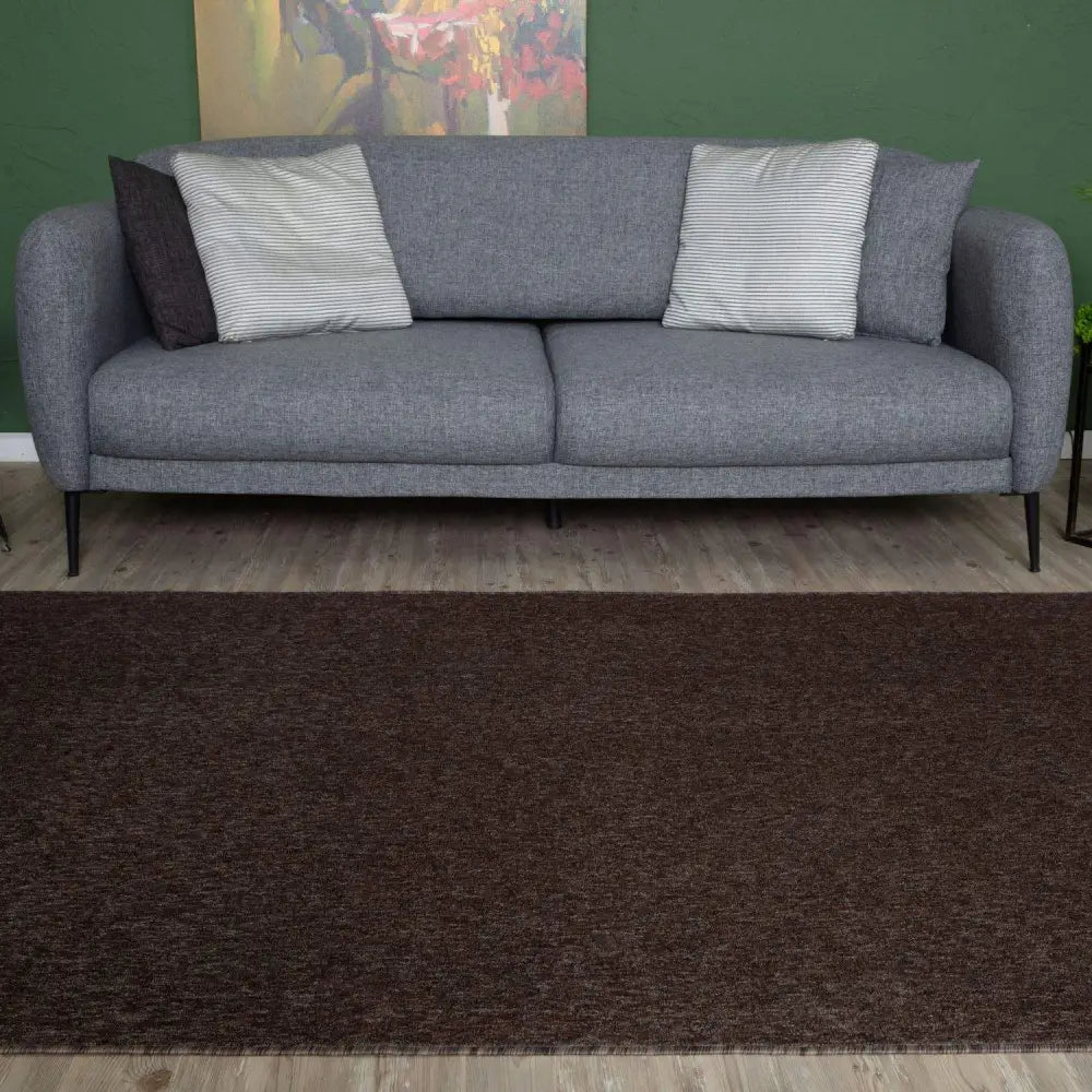 Flex Brown Low Pile Solid Rug - Rugs