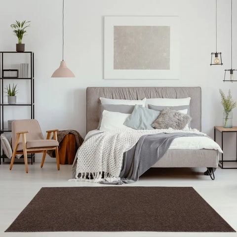 Flex Brown Low Pile Solid Rug - Rugs