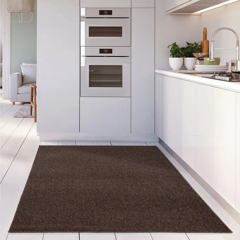 Flex Brown Low Pile Solid Rug - Rugs