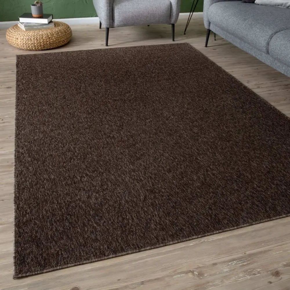Flex Brown Low Pile Solid Rug - Rugs