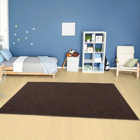 Flex Brown Low Pile Solid Rug - Rugs