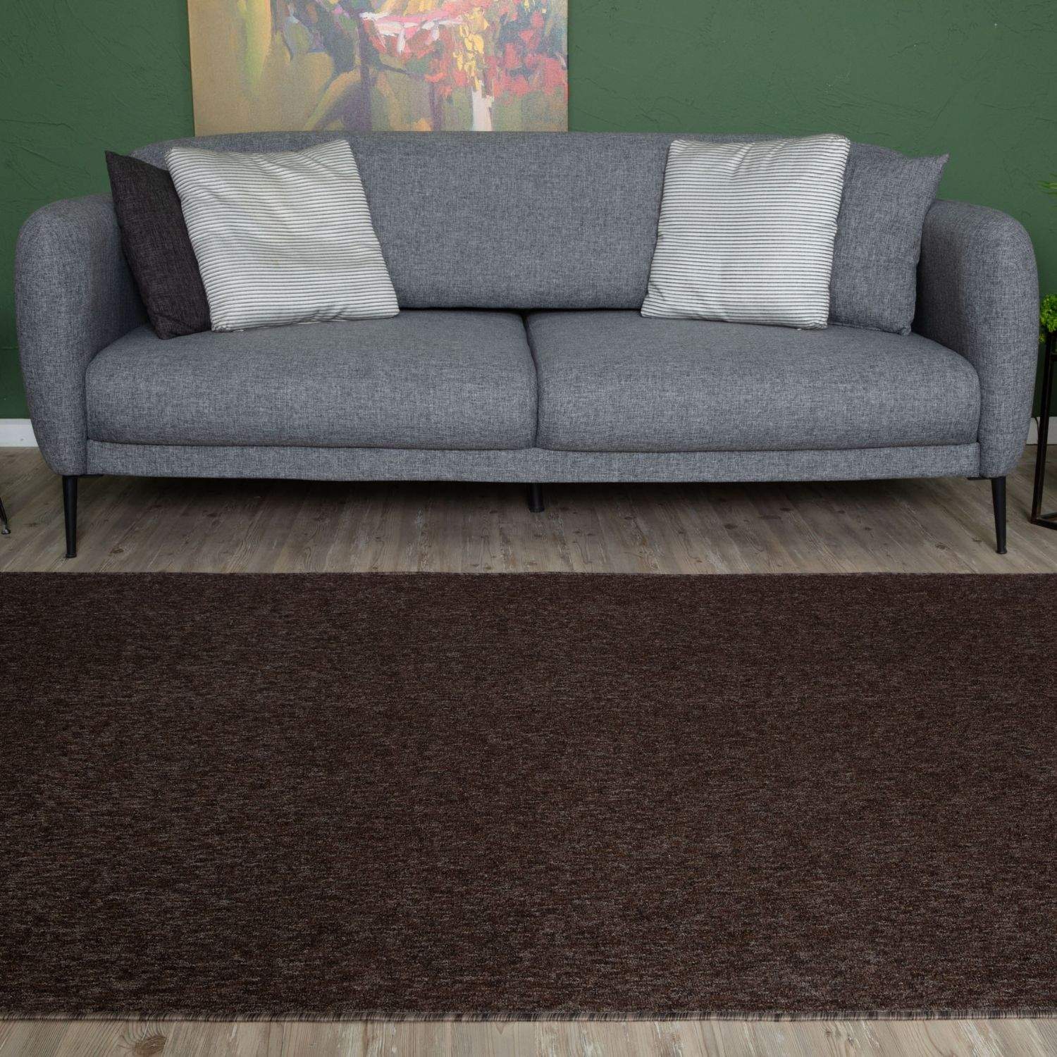 Brown low pile textured area rug perfect for adding warmth with flex brown low durable material design