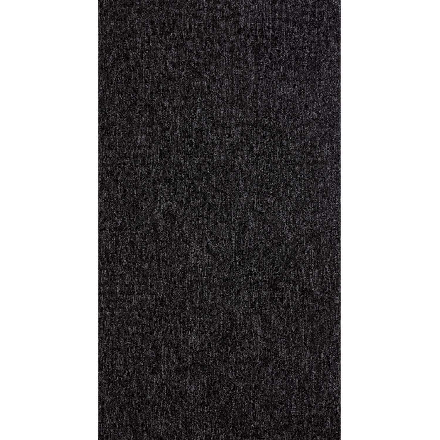 Dark grey low pile solid rug with flex dark grey textured fabric and subtle heathered pattern