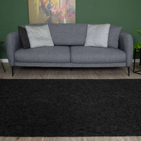 Flex Dark Grey Low Pile Solid Rug - Rugs