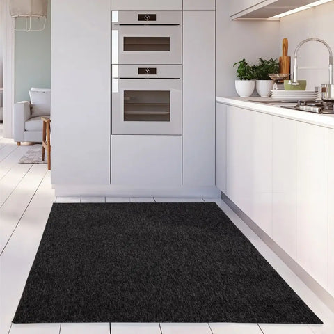 Flex Dark Grey Low Pile Solid Rug - Rugs