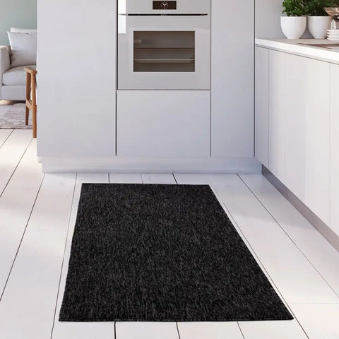 Flex Dark Grey Low Pile Solid Rug - Rugs