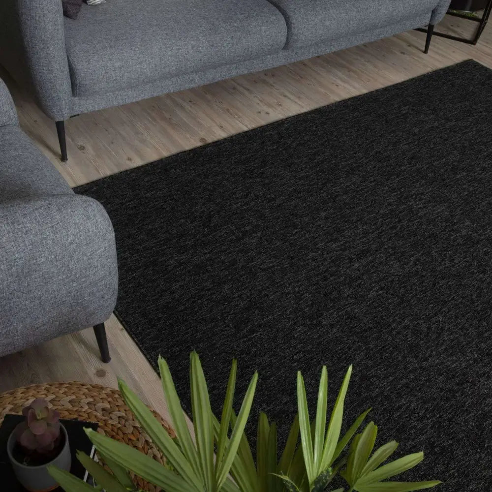 Flex Dark Grey Low Pile Solid Rug - Rugs