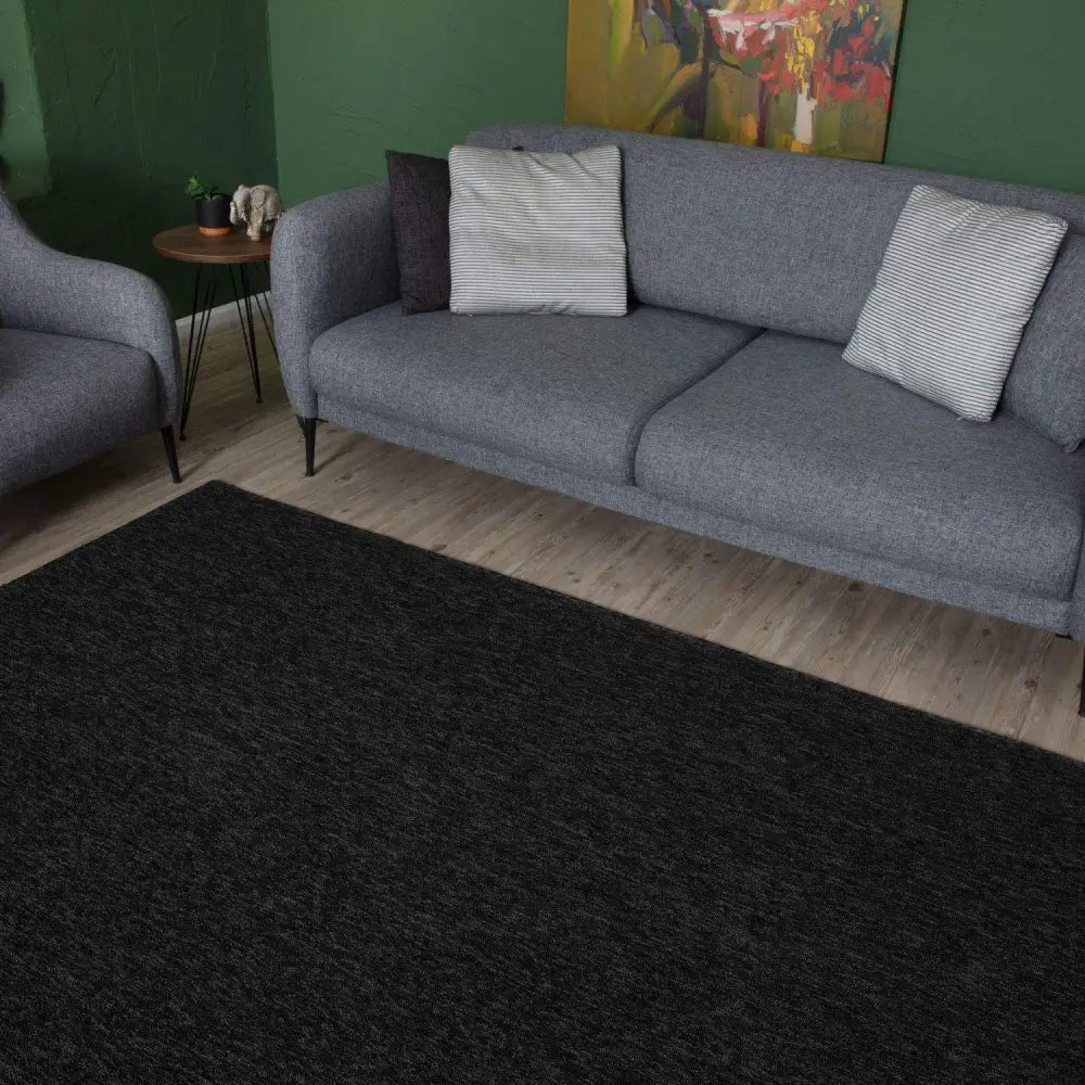 Flex Dark Grey Low Pile Solid Rug - Rugs