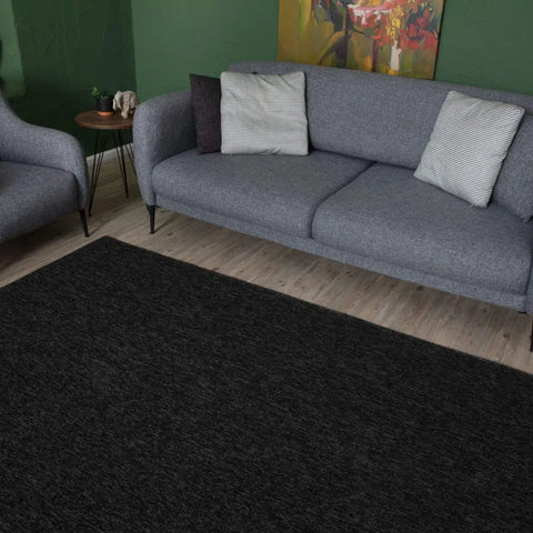 Flex Dark Grey Low Pile Solid Rug - Rugs