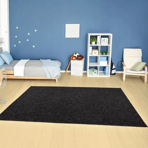 Flex Dark Grey Low Pile Solid Rug - Rugs