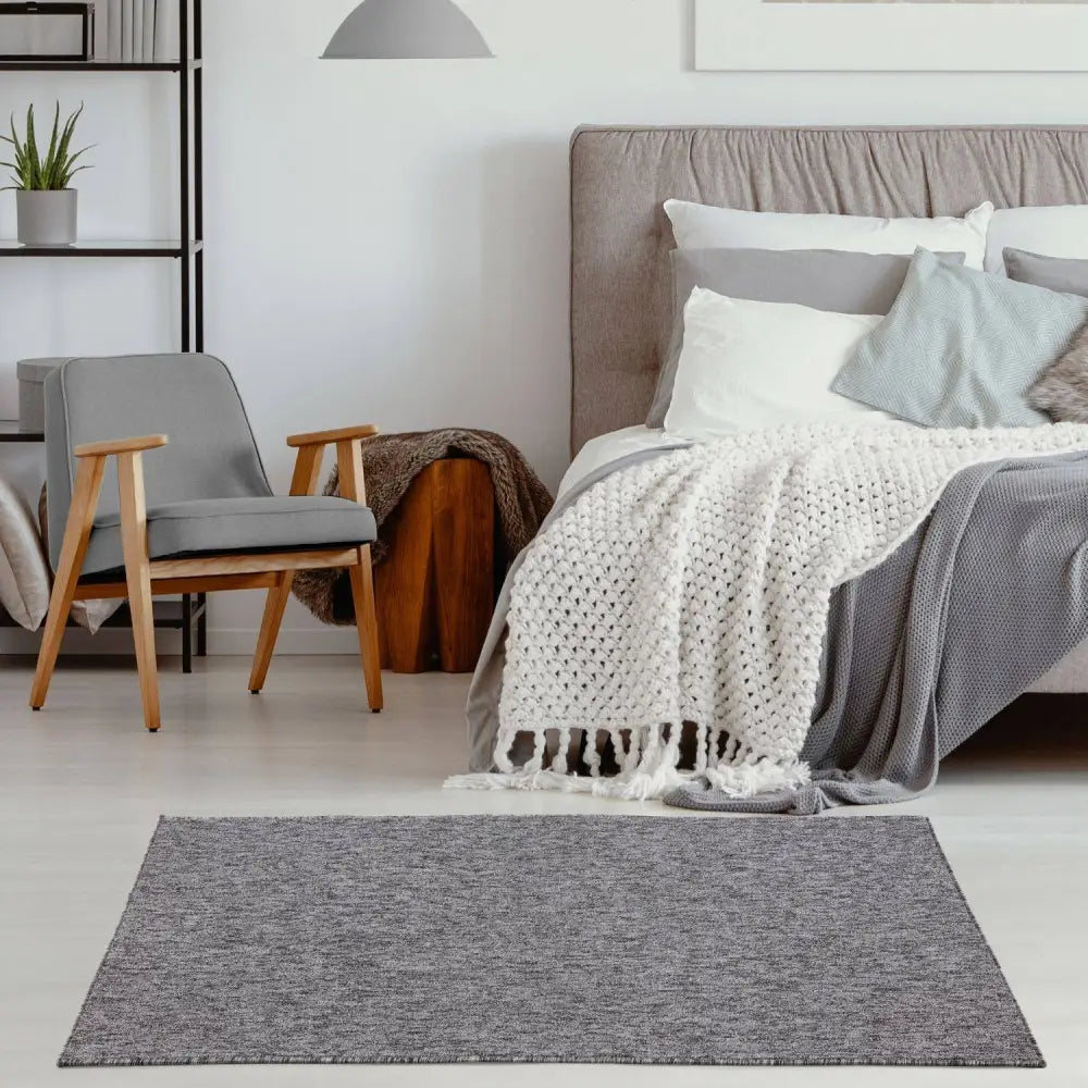 Flex Grey Low Pile Solid Rug - Rugs