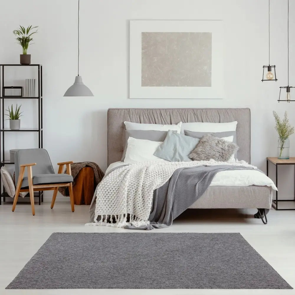 Flex Grey Low Pile Solid Rug - Rugs