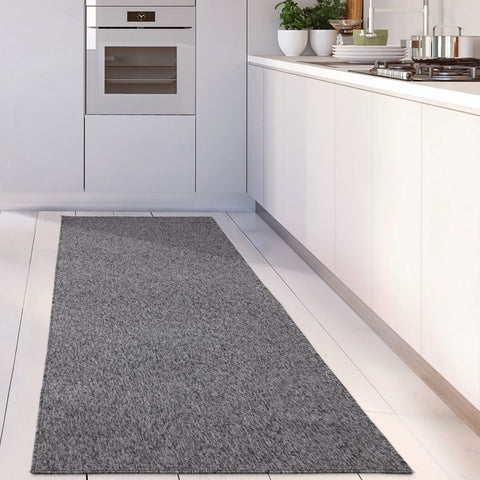 Gray low pile runner rug flex grey low solid texture perfect for high traffic areas