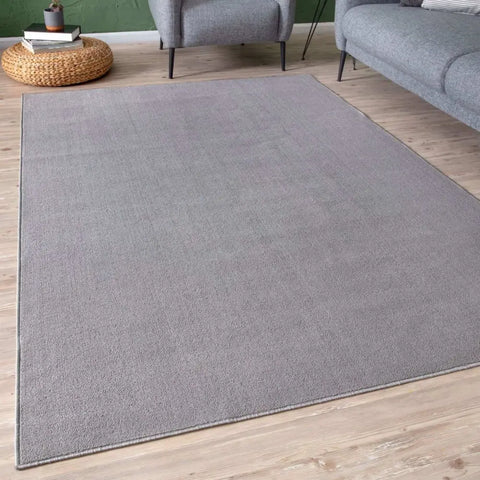 Flex Silver Low Pile Solid Rug - Rugs