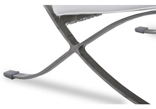 Classic Modern Barcelona Chair And Footstool, White Leather