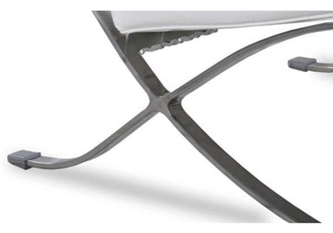 Classic Modern Barcelona Chair And Footstool, White Leather